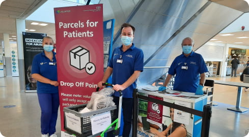 UHB staff at the Parcels for Patients information stand