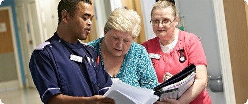 Image: patient and carer council members in Ambulatory Care at QEHB