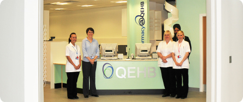 Pharmacy staff at Queen Elizabeth Hospital Birmingham