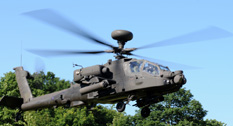 Photos of an Apache gunship helicopter at Selly Oak Hospital