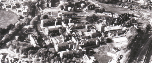 Aerial view of Selly Oak Hospital in 1952