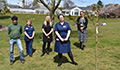 Image: Margaret Garbett, Director of Nursing; Dawn Chaplin, Deputy Director of Bereavement and End of Life Care; Susan Price, Deputy Director of Inclusion, Health and Wellbeing and Social Cohesion; and Sally Lawson, Head of Inclusion, Wellbeing, Partnerships and Events attending the planting of the tree