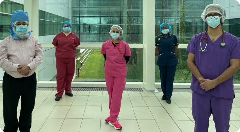 Members of staff at UHB wearing culturally inclusive personal protective equipment