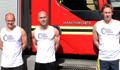 Handsworth firefighters Matt Dee, Mark Hancox and Andrew Potts prepare to run the Shakespeare Marathon