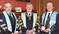 John Duncan, Honorary Treasurer; David Tolley, President, Royal College of Surgeons of Edinburgh; Professor Sir Keith Porter with his medal. Photo by Derek Irvine