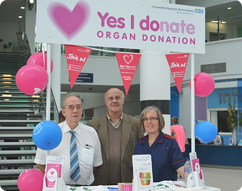 Photograph (L-R): John Parks and Alan Hyde, liver transplant recipients; Ann Turner, Liver Recipient Transplant Coordinator