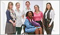 Patient Tracy Scantlebury (seated front) with staff from services who helped her