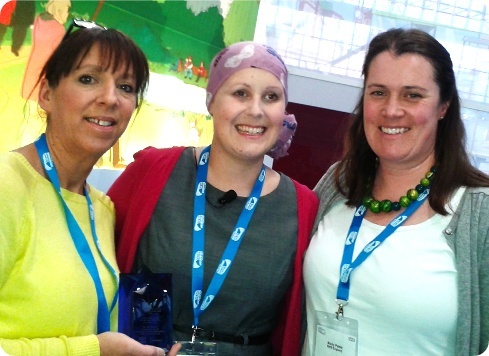 Photo: Delphine Beddall (TYA Staff Nurse), Dr Kate Granger and Nicky Pettitt (Lead Nurse, Teenage Cancer Trust)