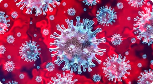 Spherical virus with stalks coming out of it
