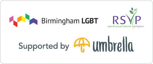 Image: Birmingham LGBT and the Rape and Sexual Violence Project (RSVP) are supported by Umbrella