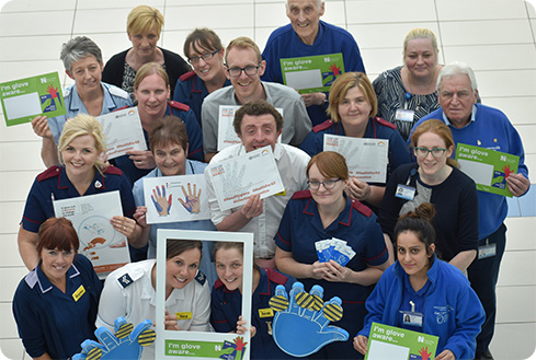 Image: Staff pledging their commitment to delivering 'clean care for all'